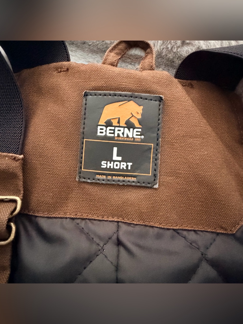 Berne Deluxe Insulated Duck Bib Overalls in Bark Brown - Men's Size Large Short - Picture 3 of 16